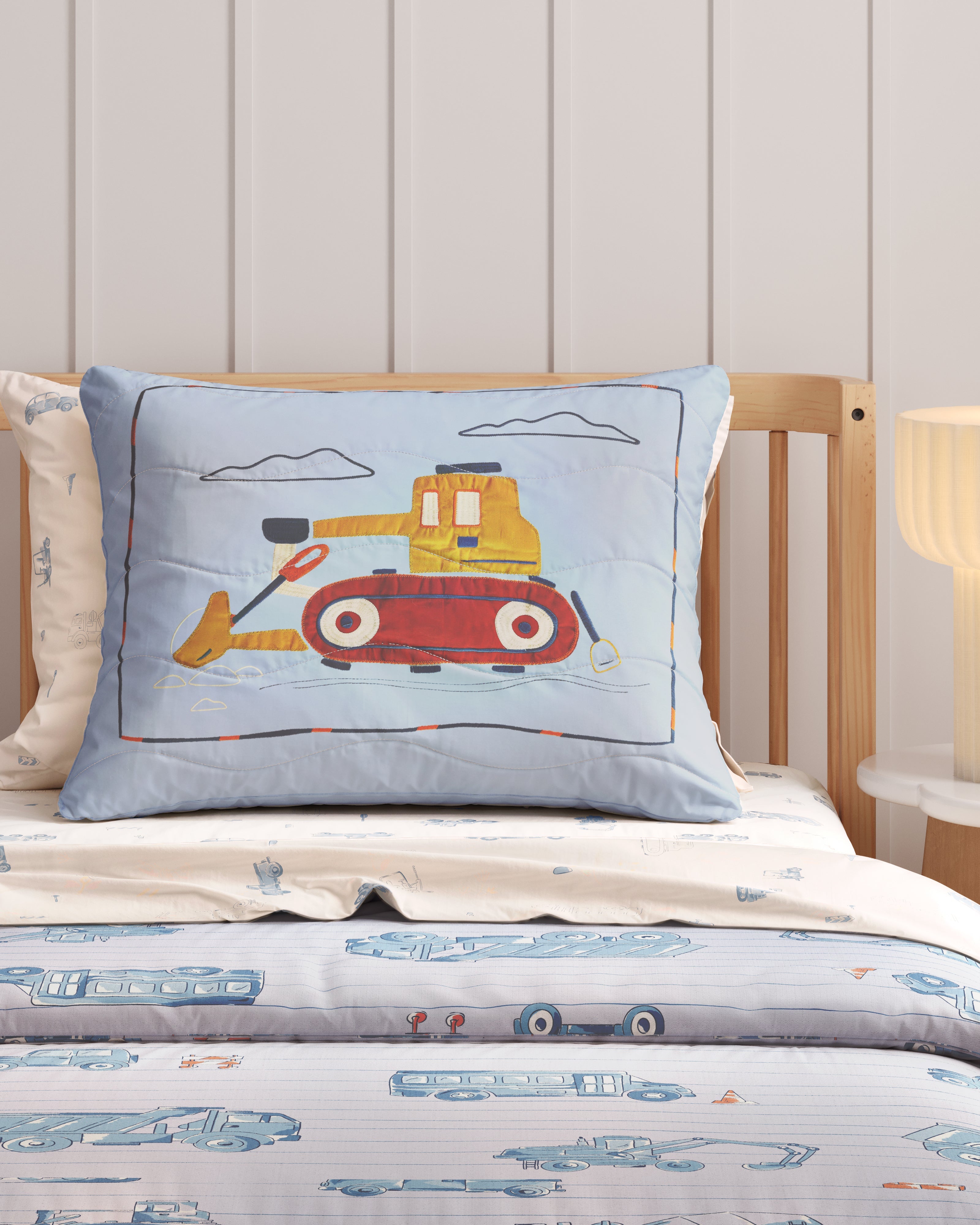 Road Work Embroidered Twin Sham