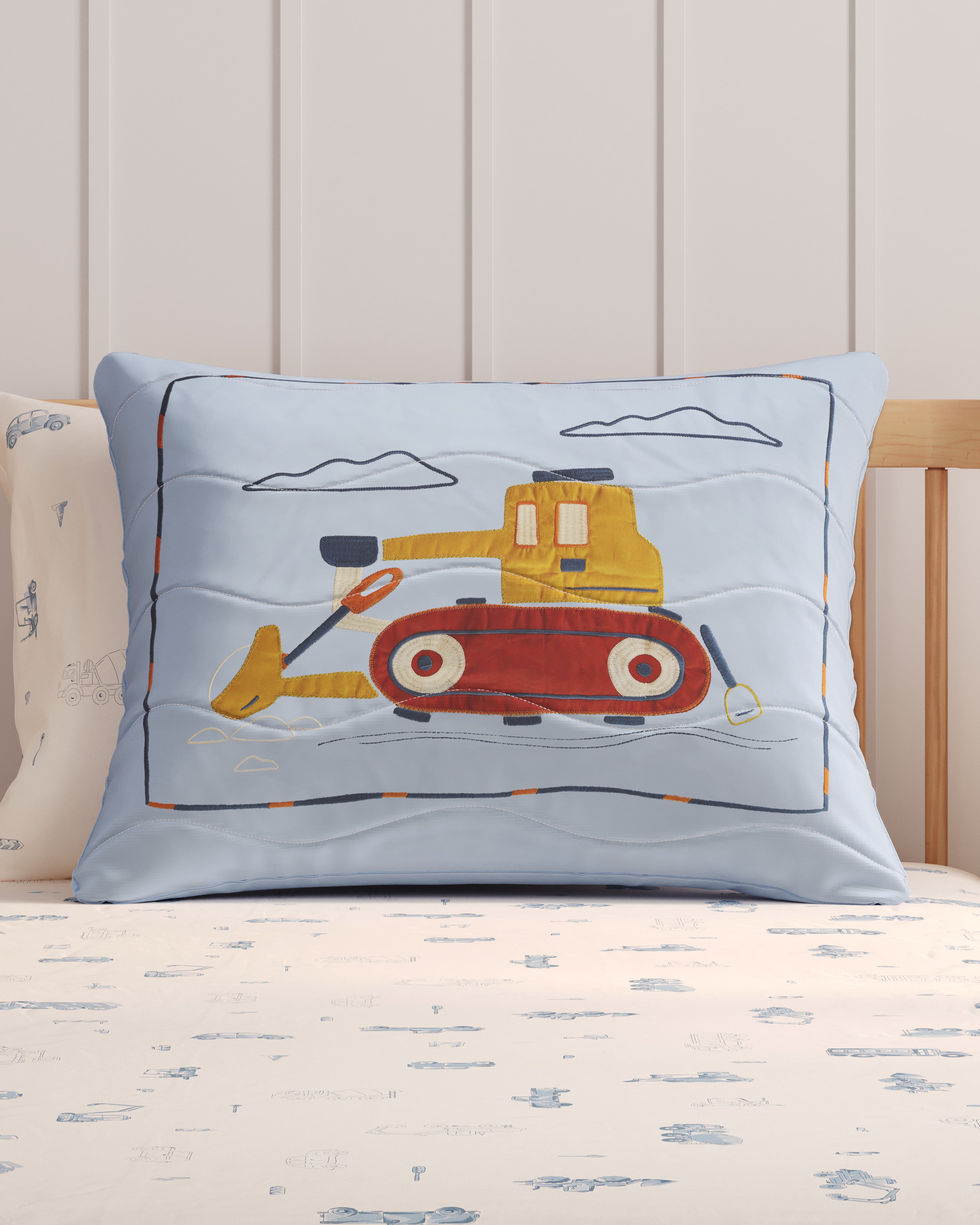 Road Work Embroidered Twin Sham