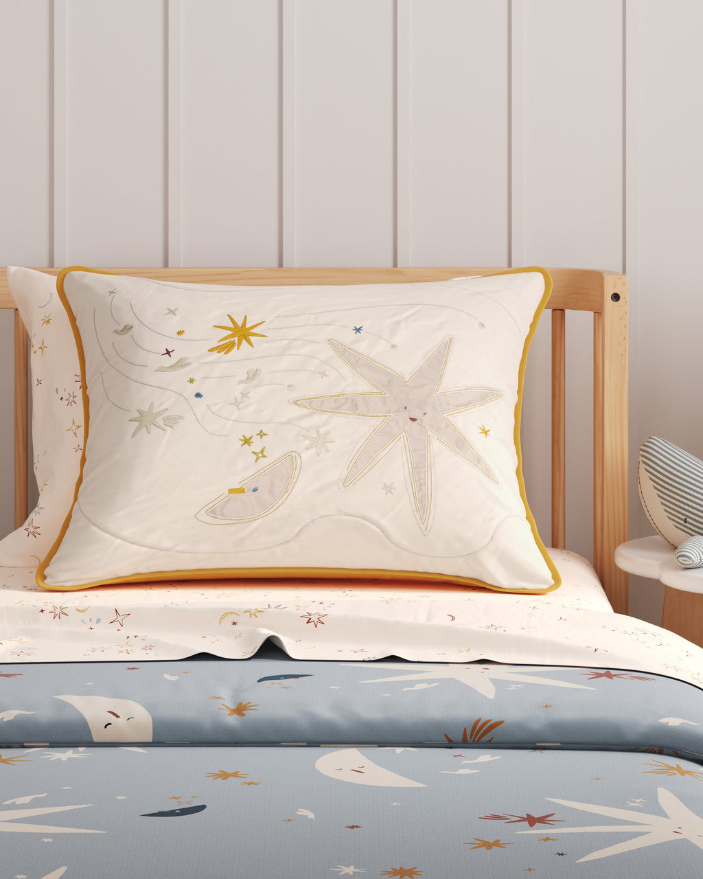 Folk Poetry Embroidered Twin Sham