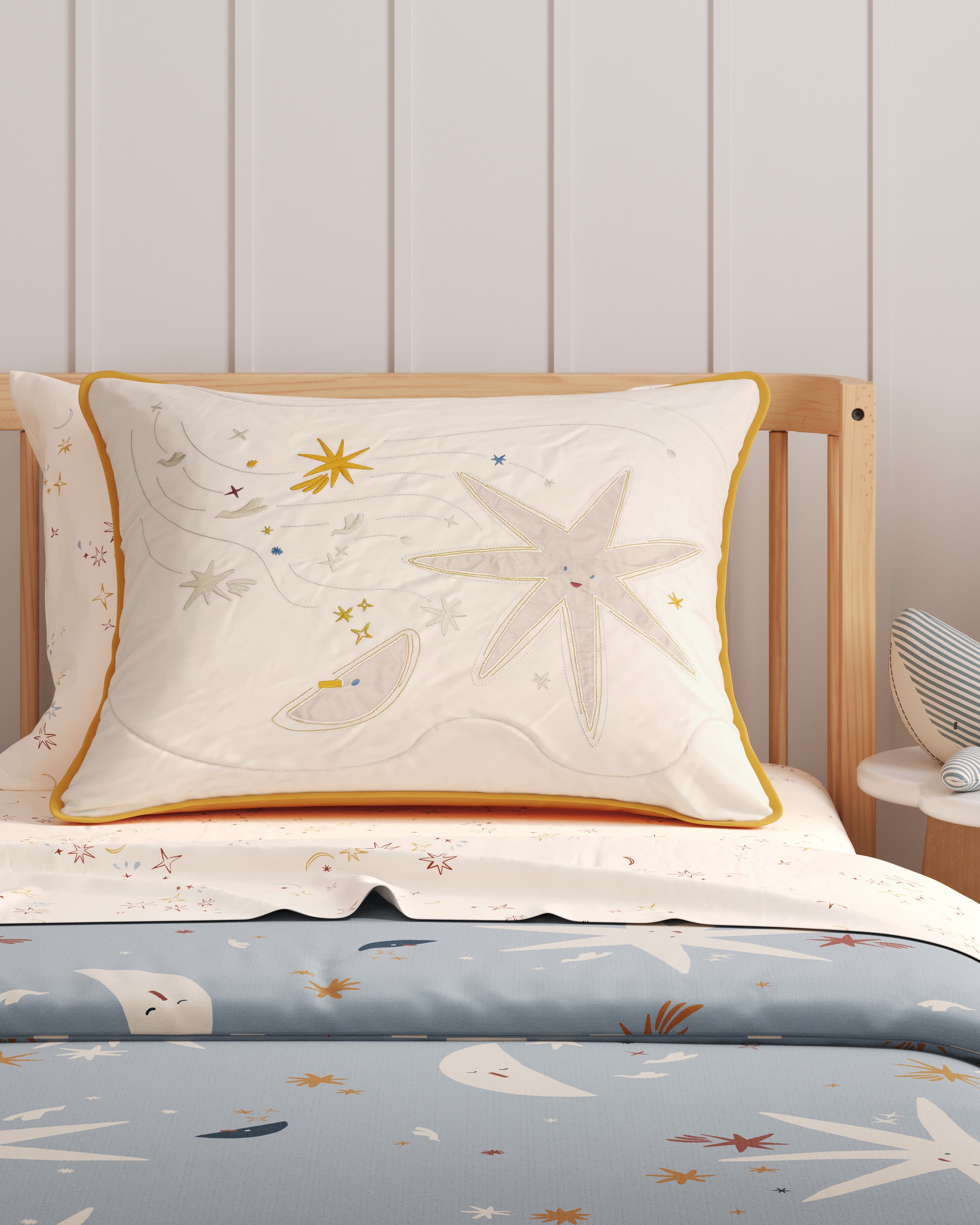 Folk Poetry Embroidered Twin Sham