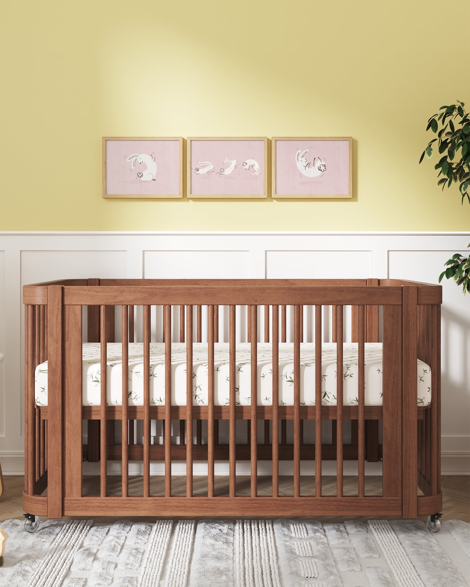 Bouncing Bunny Framed Wall Art Set in Rose