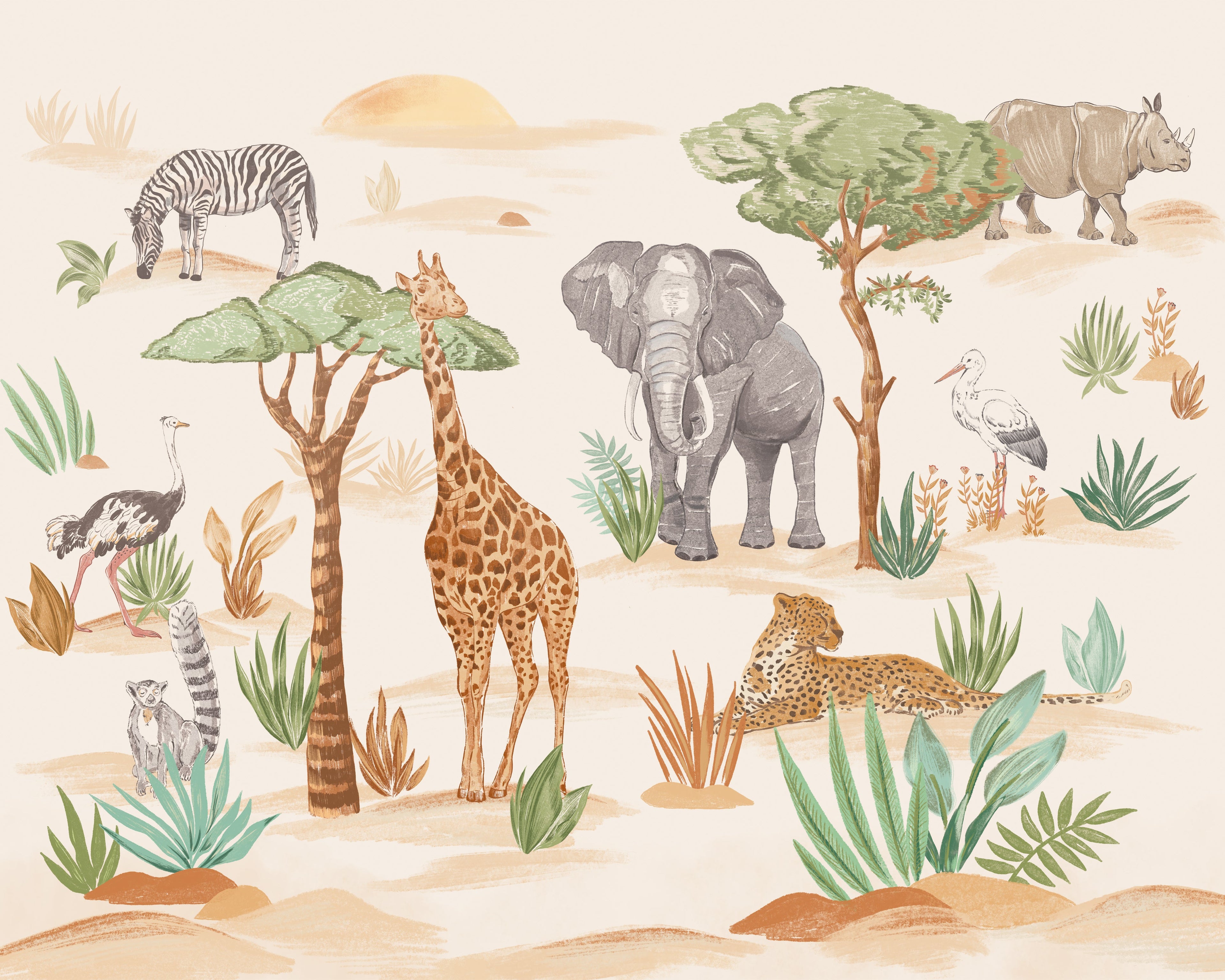 Wild Animals Wall Mural
