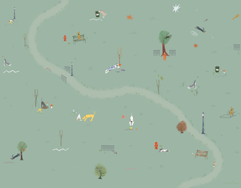 Central Park Dogs Wall Mural Sample