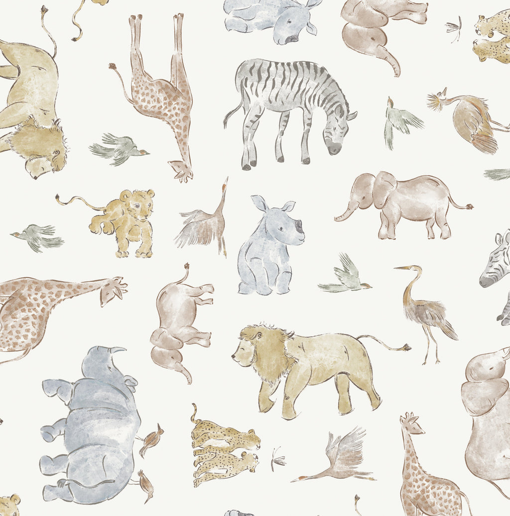 Watercolor Safari Wallpaper Sample