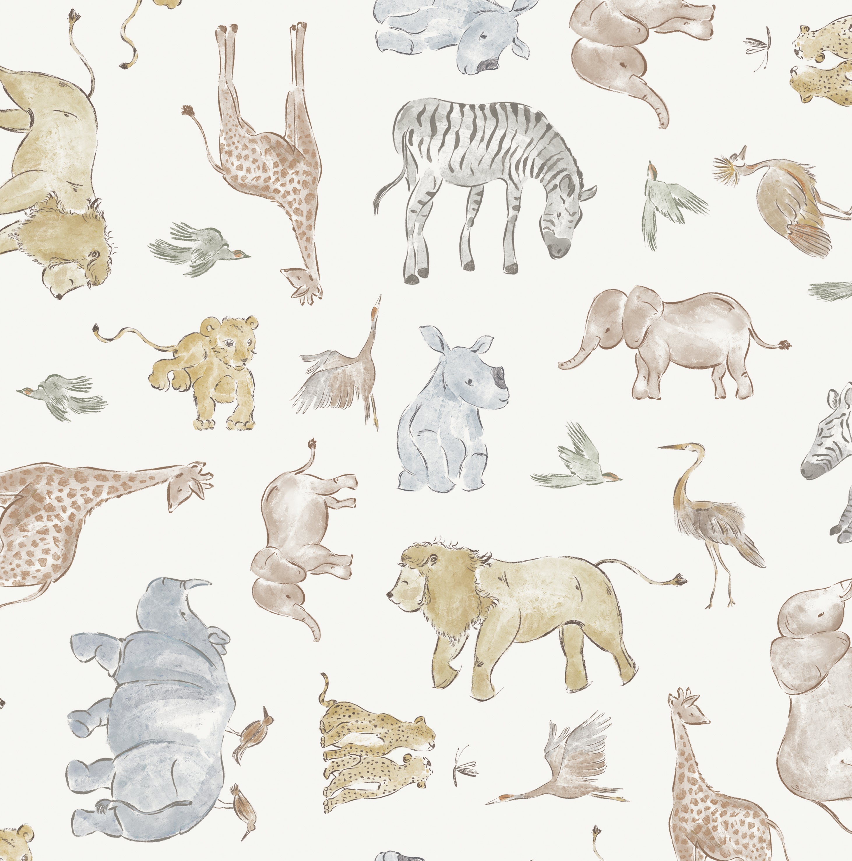 Watercolor Safari Wallpaper Sample