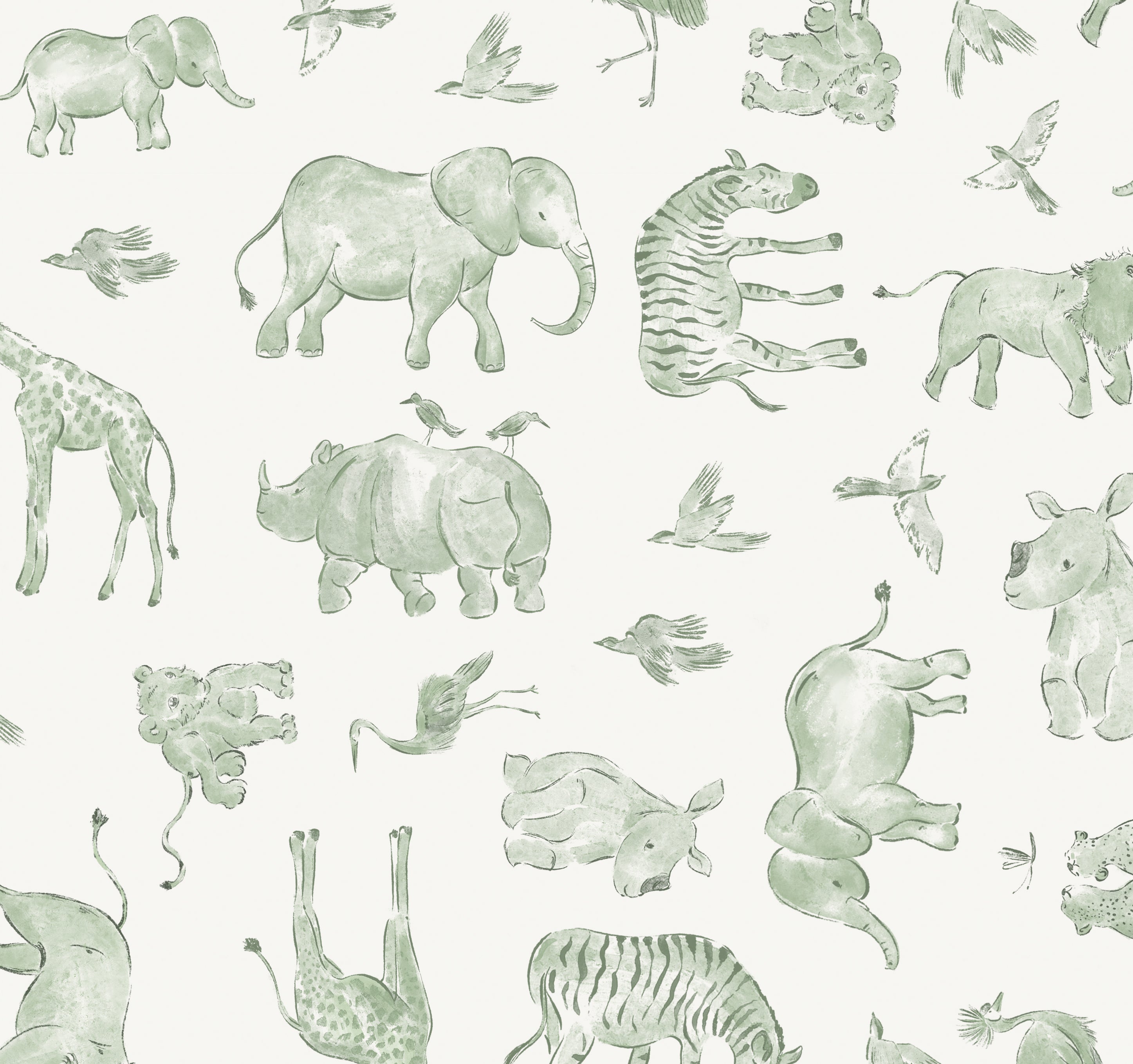 Watercolor Safari Wallpaper Sample