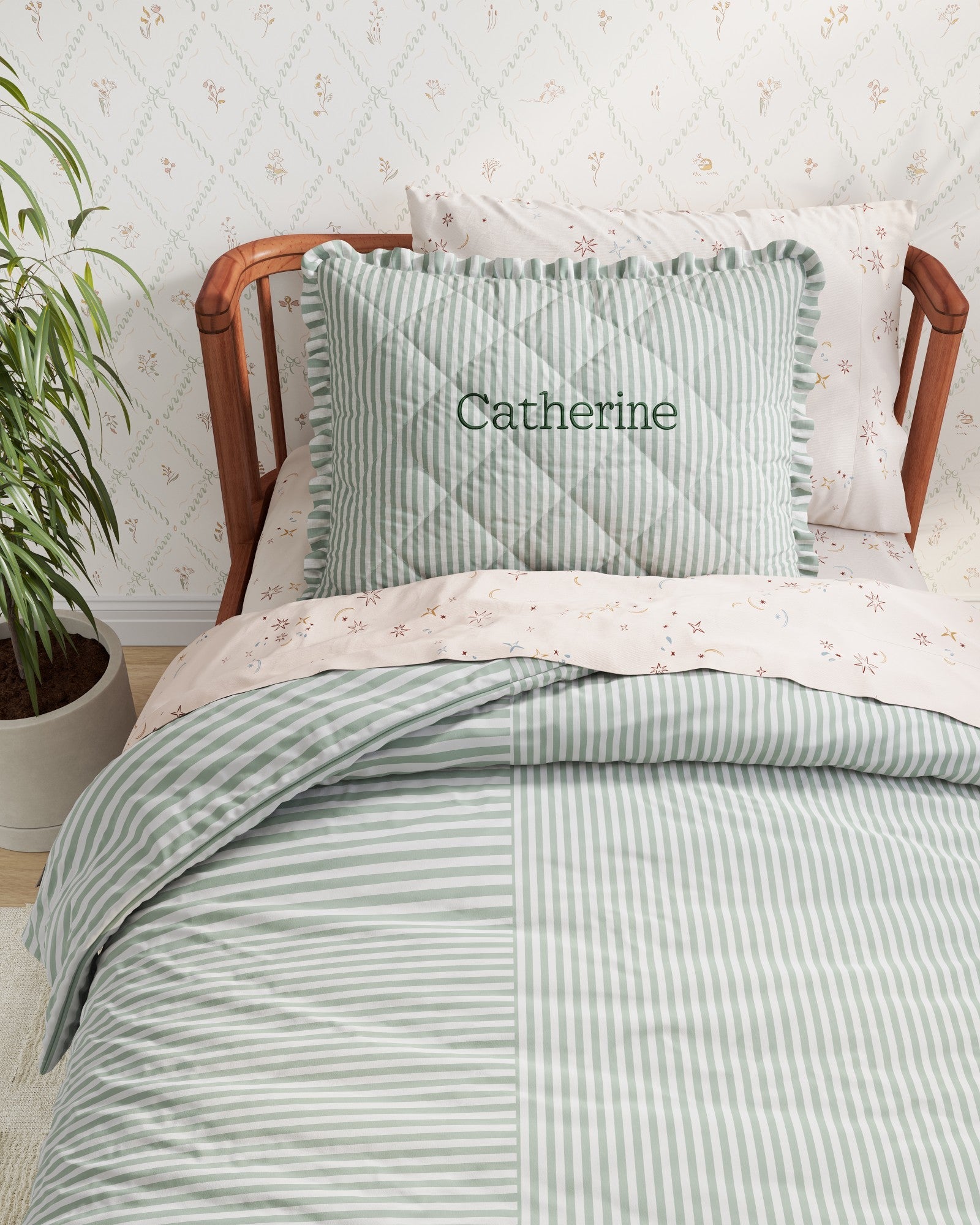 Ruffled Striped Twin Sham