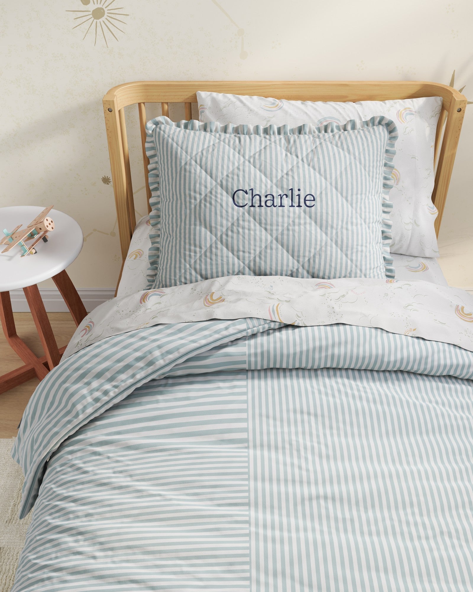 Ruffled Striped Twin Sham