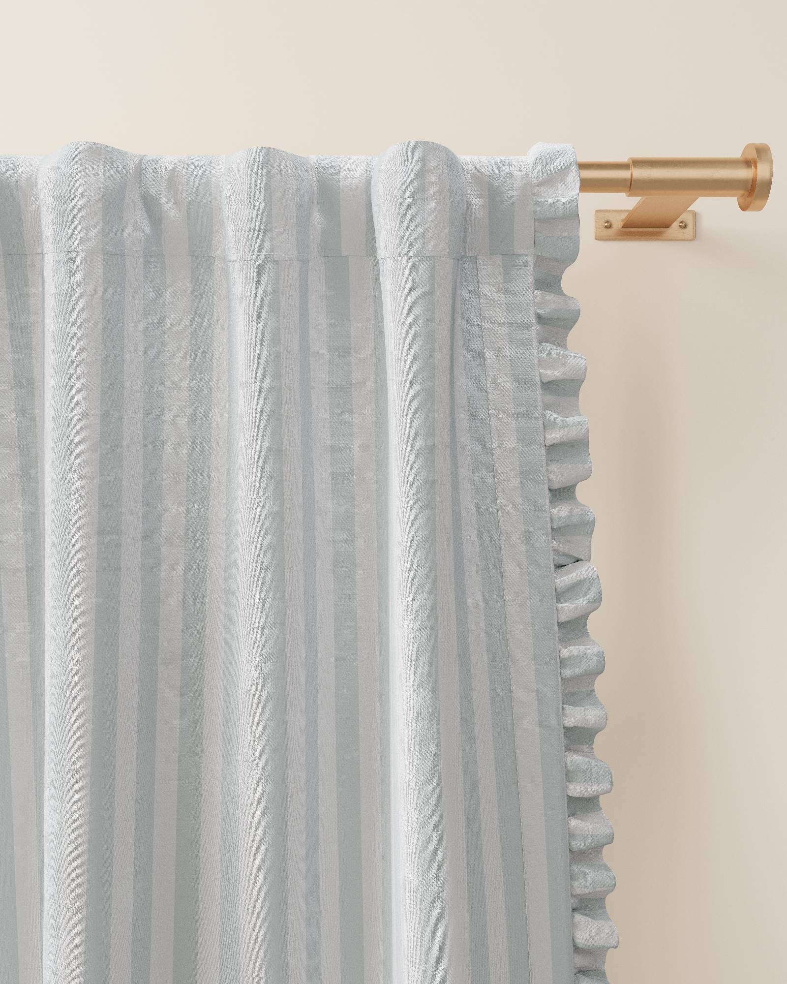 Striped Ruffle Blackout Curtain