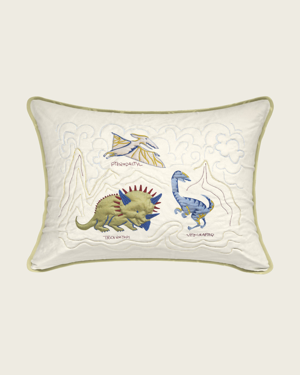 Dinosaur Island Embroidered Twin Sham