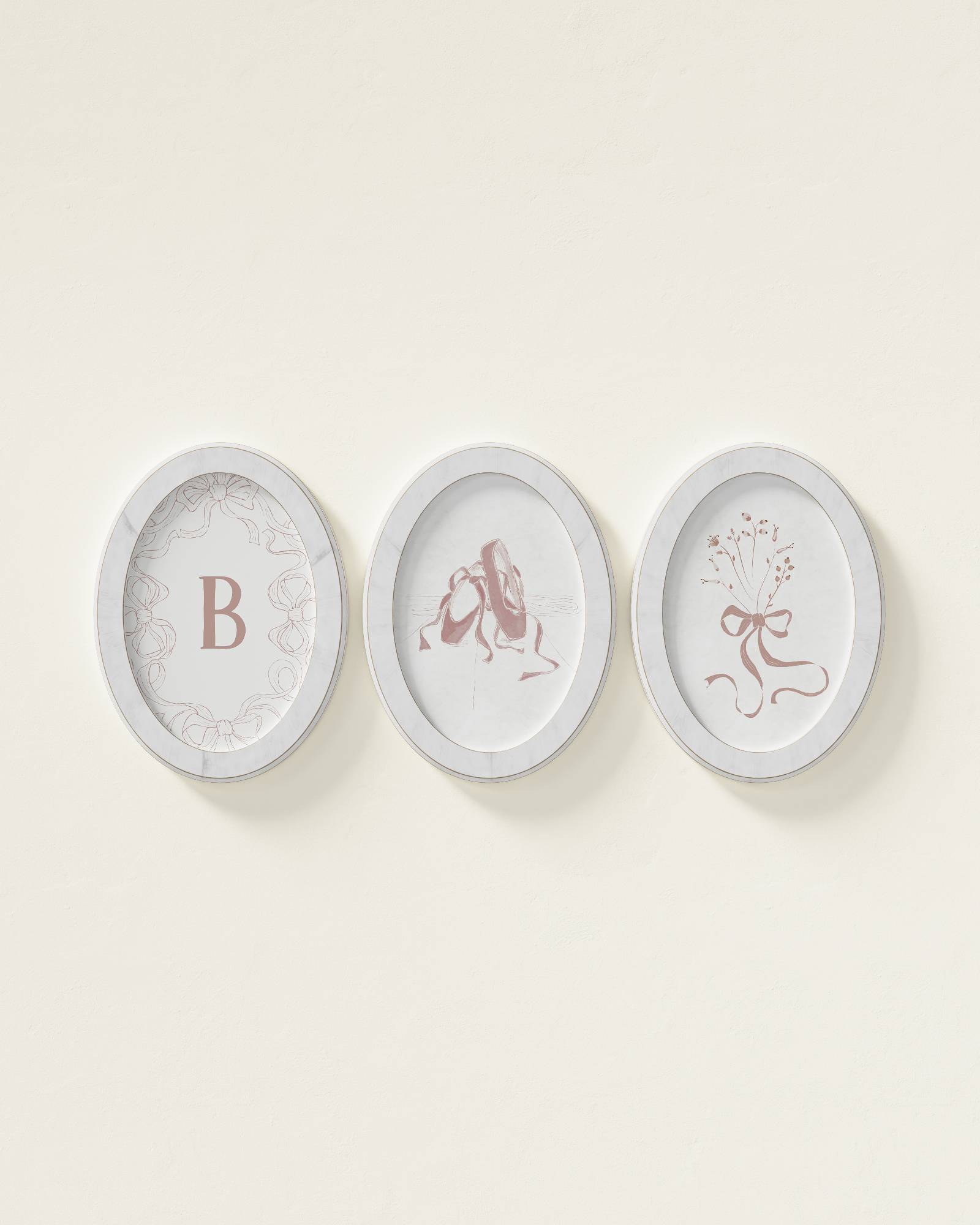 Ballet Slippers Personalized Oval Framed Wall Art Set