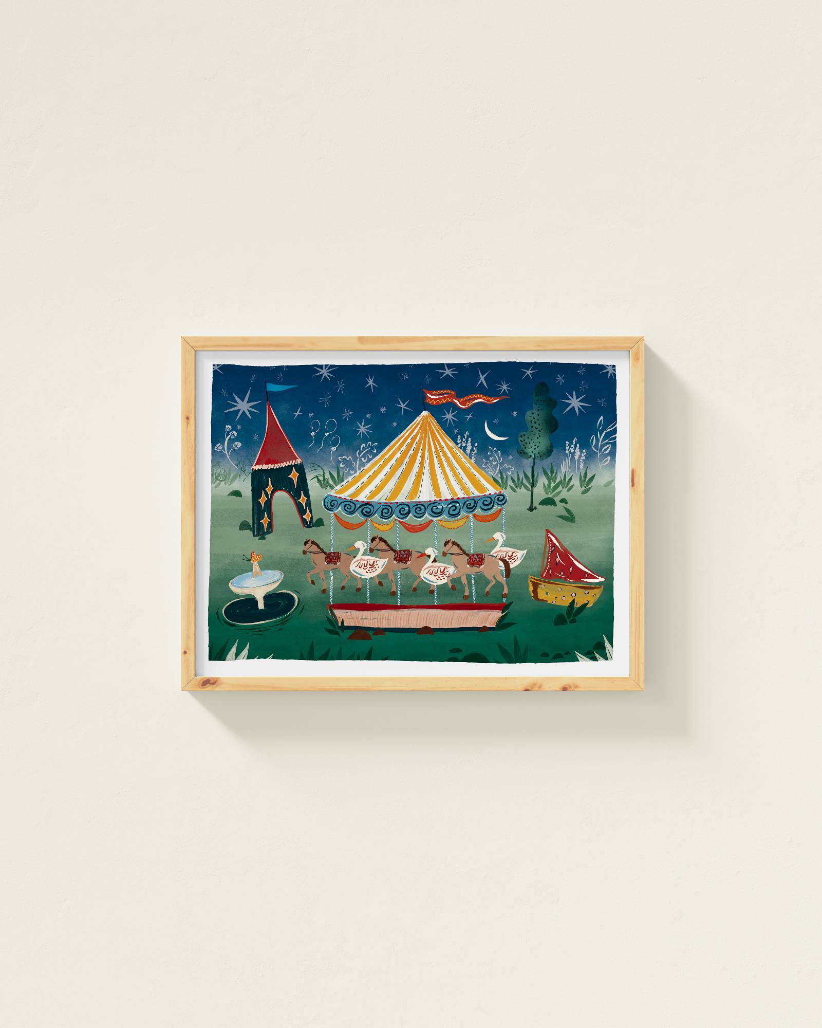 Carousel at Night Framed Wall Art