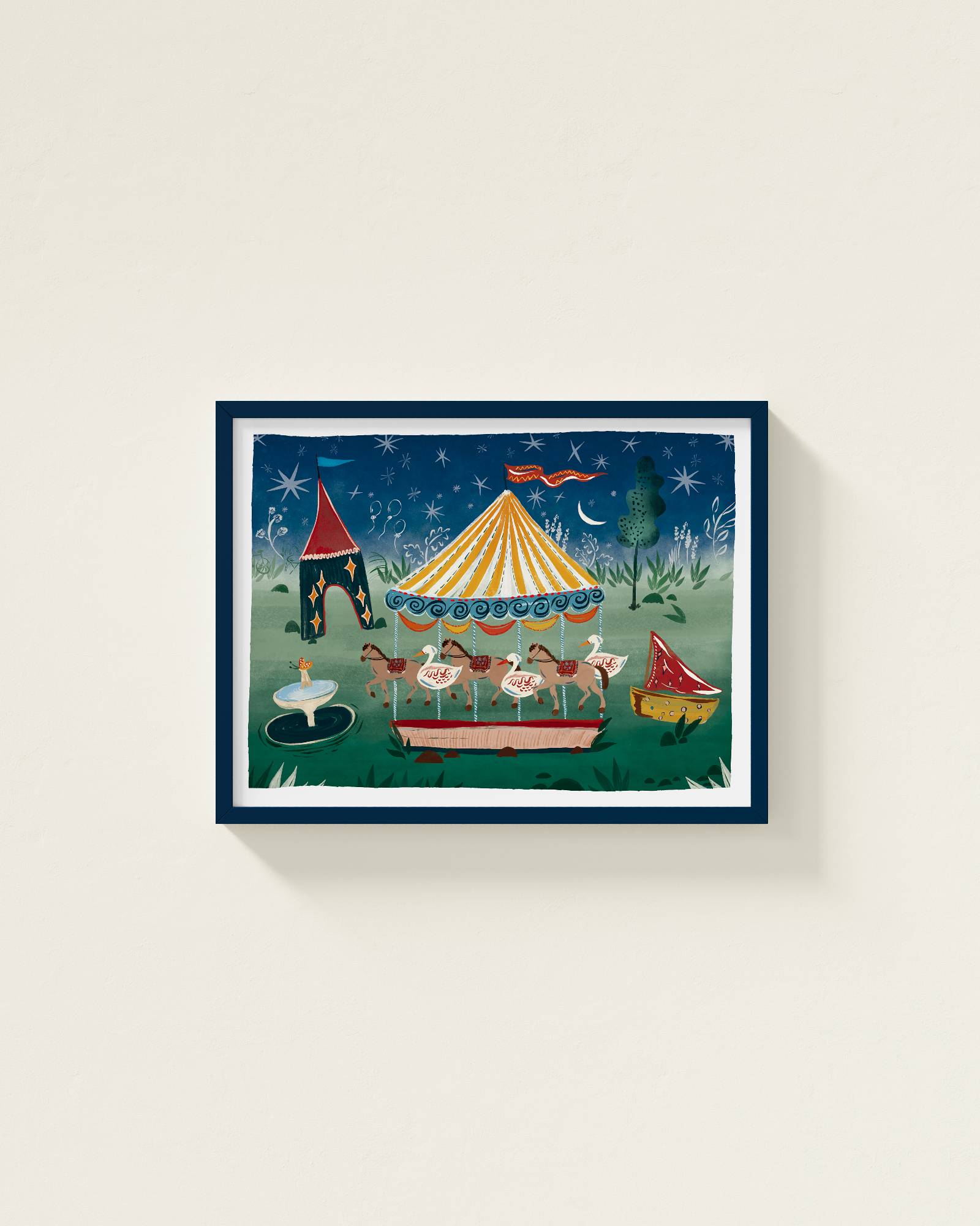 Carousel at Night Framed Wall Art