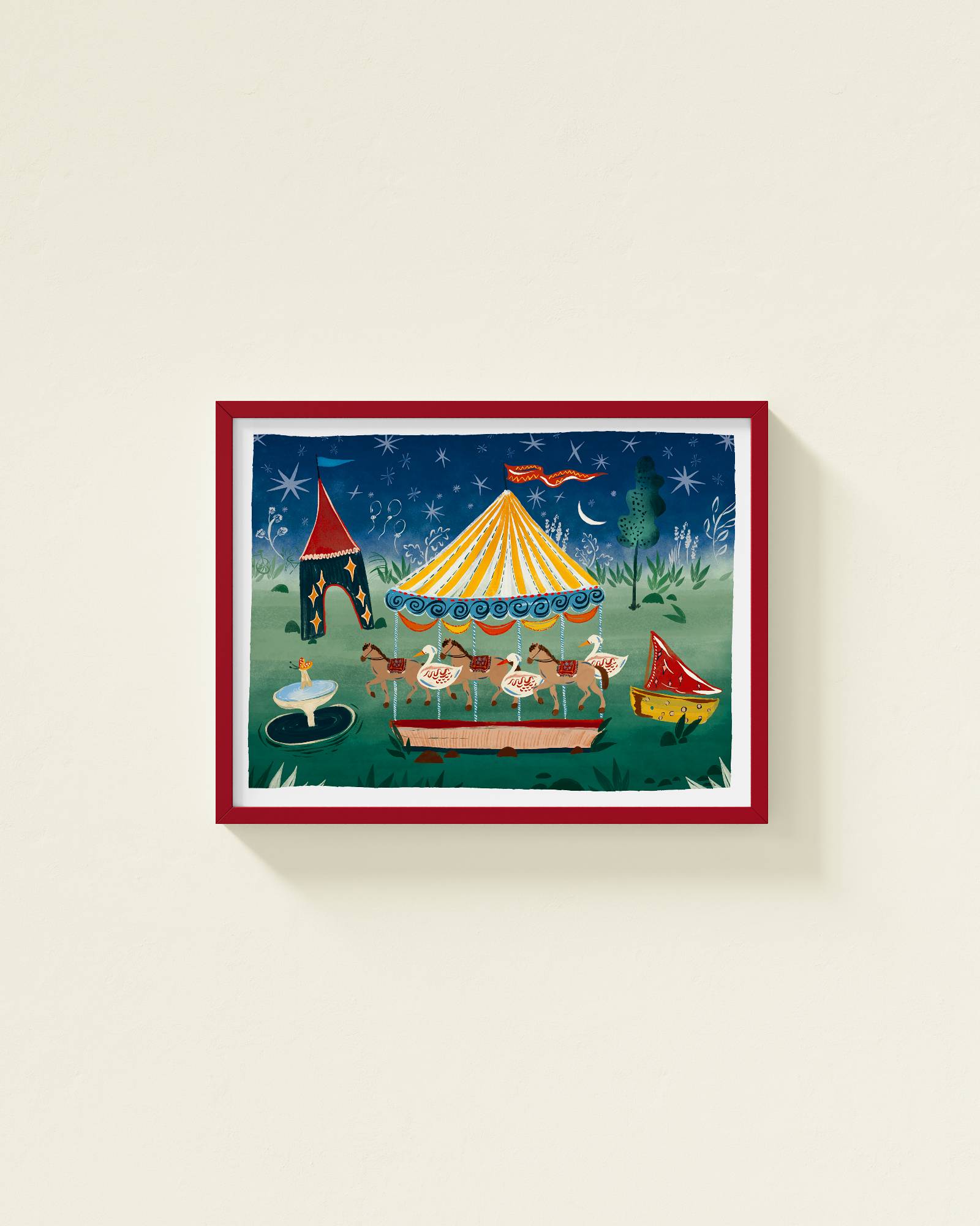 Carousel at Night Framed Wall Art