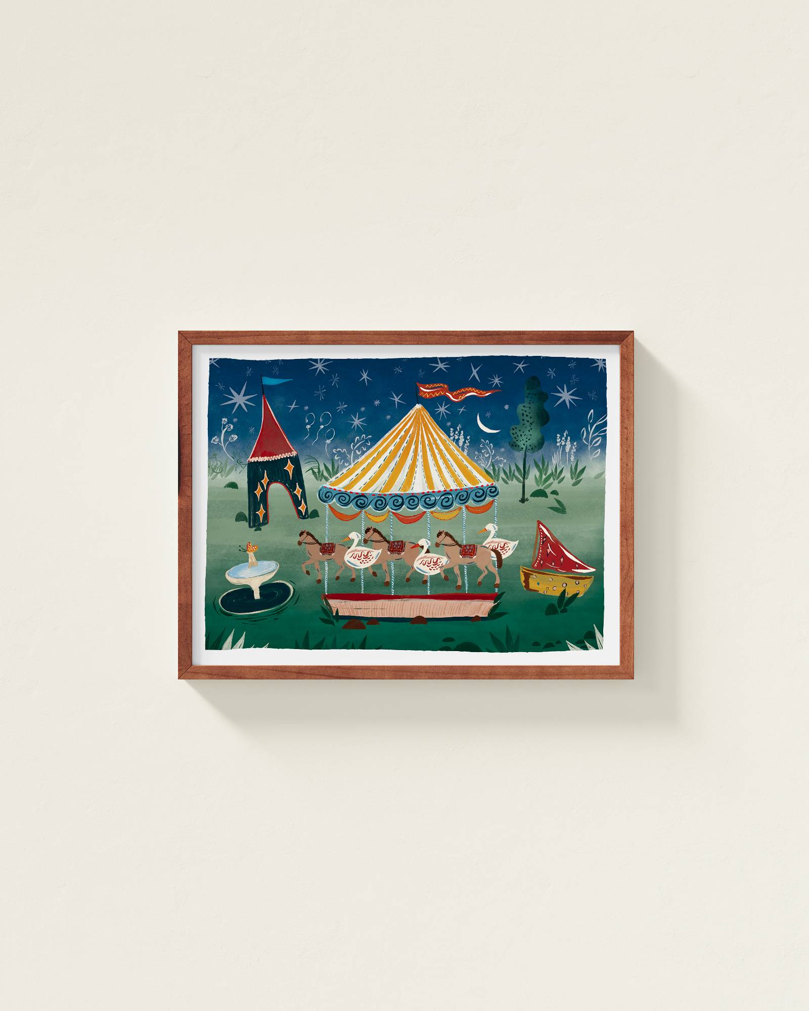 Carousel at Night Framed Wall Art