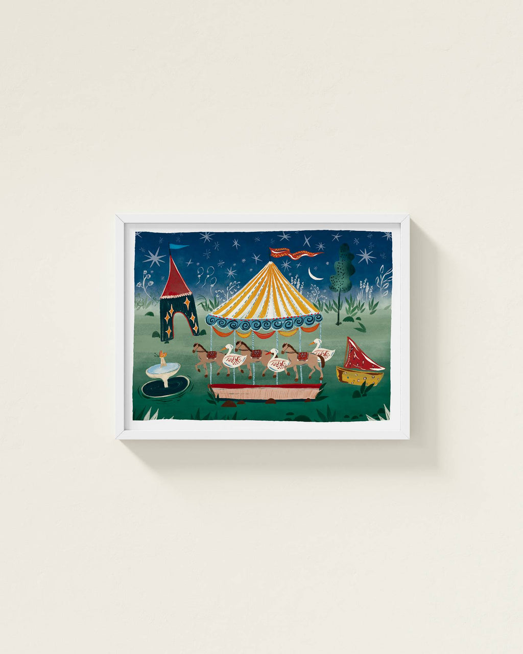 Carousel at Night Framed Wall Art