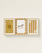 Palomino Horse Personalized Wall Art Set in Mustard