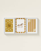 Palomino Horse Personalized Wall Art Set in Mustard