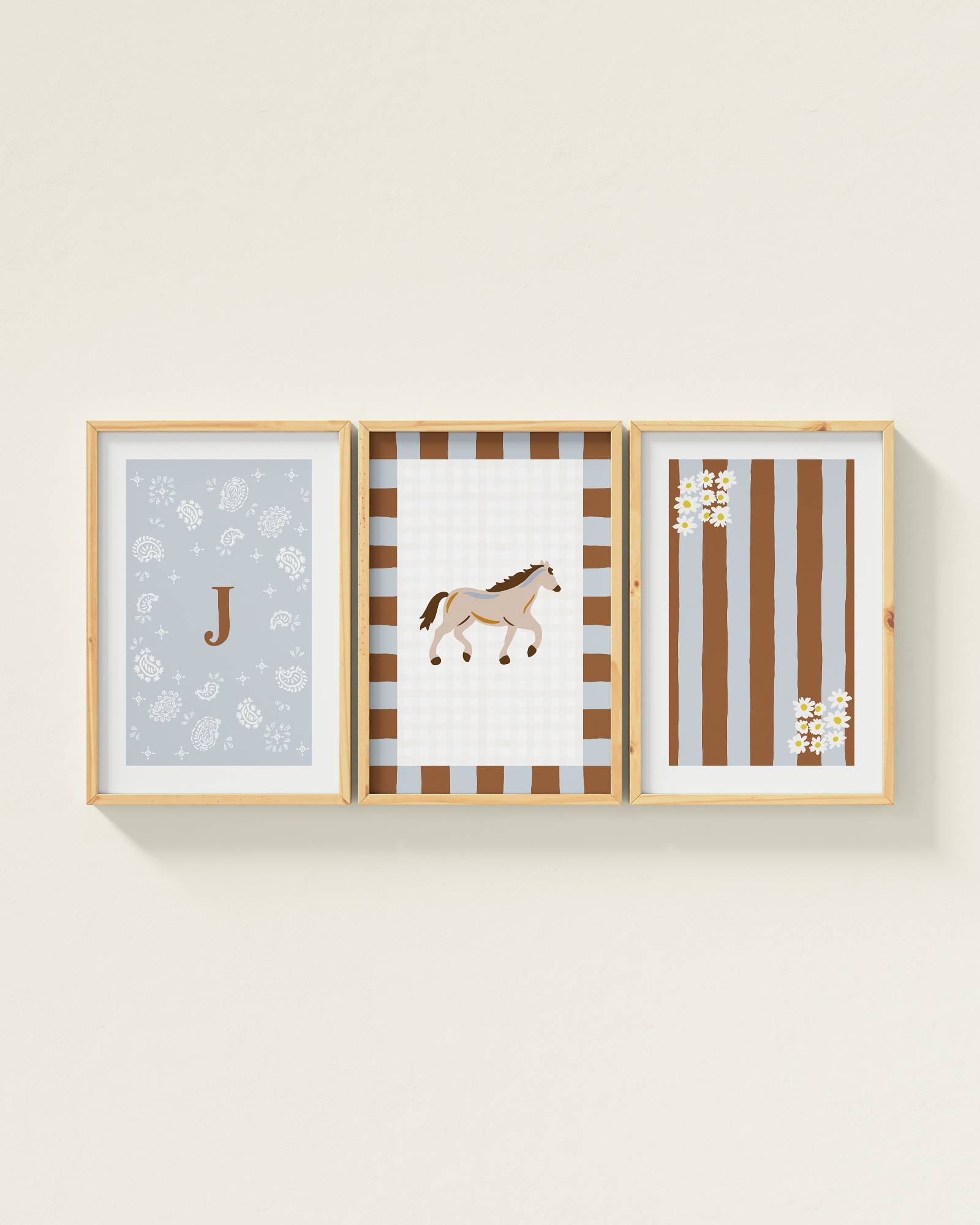 Palomino Horse Personalized Wall Art Set in Dawn