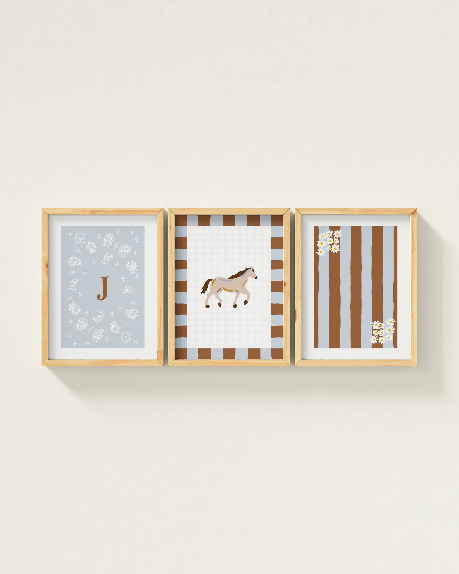 Palomino Horse Personalized Wall Art Set in Dawn