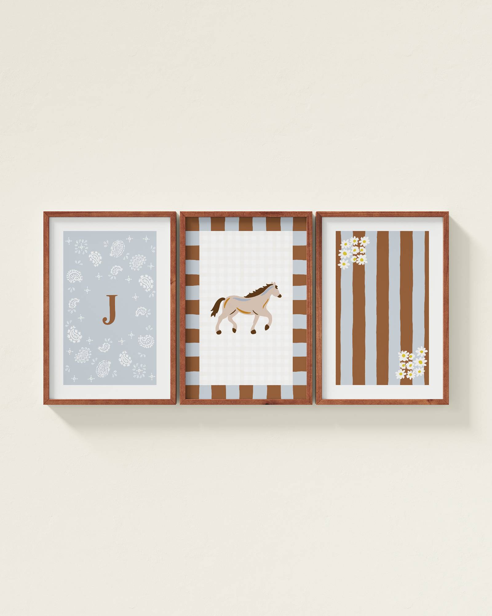 Palomino Horse Personalized Wall Art Set in Dawn