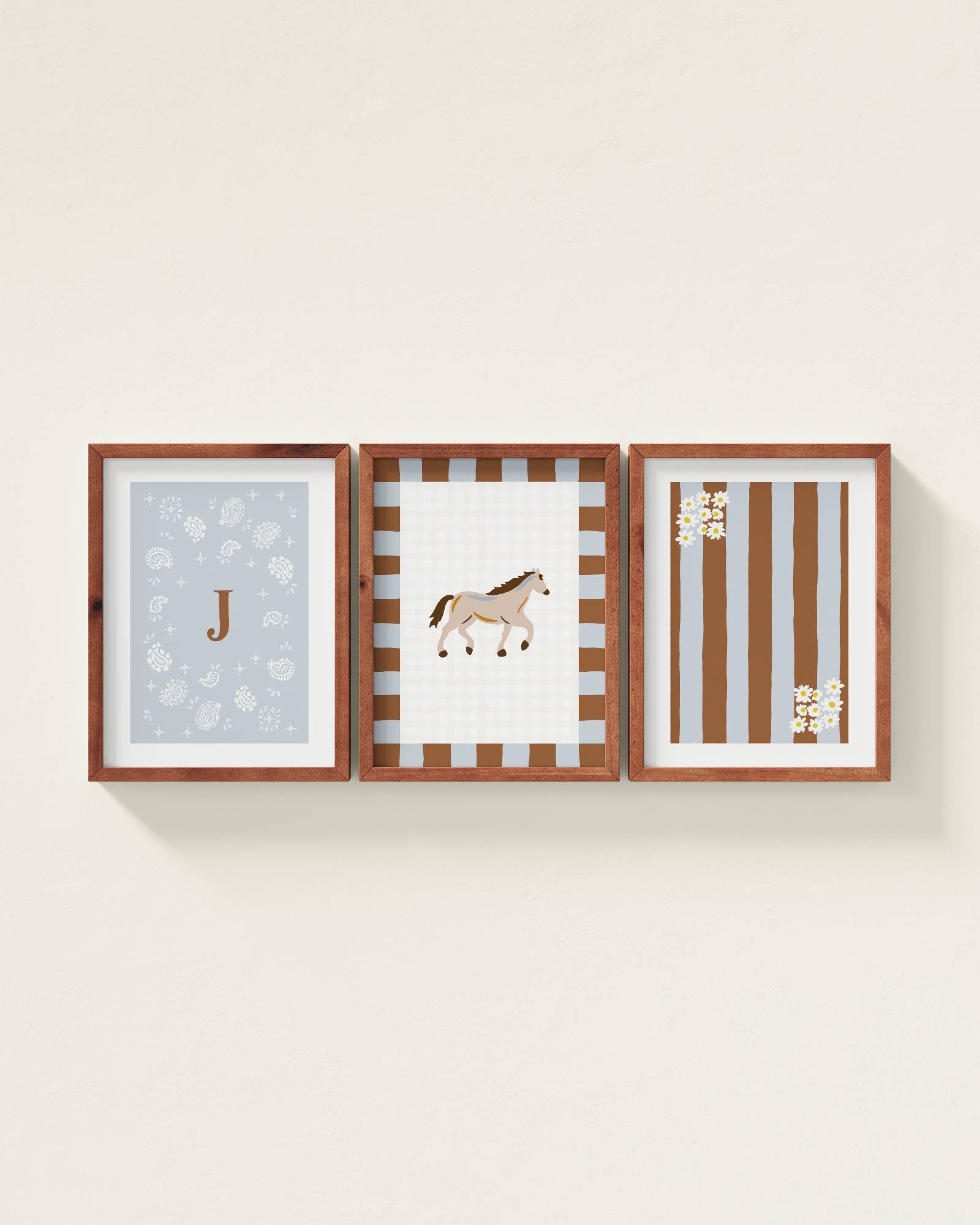 Palomino Horse Personalized Wall Art Set in Dawn