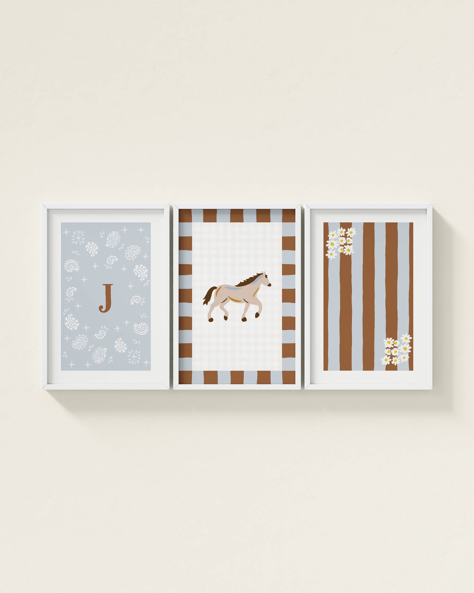 Palomino Horse Personalized Wall Art Set in Dawn