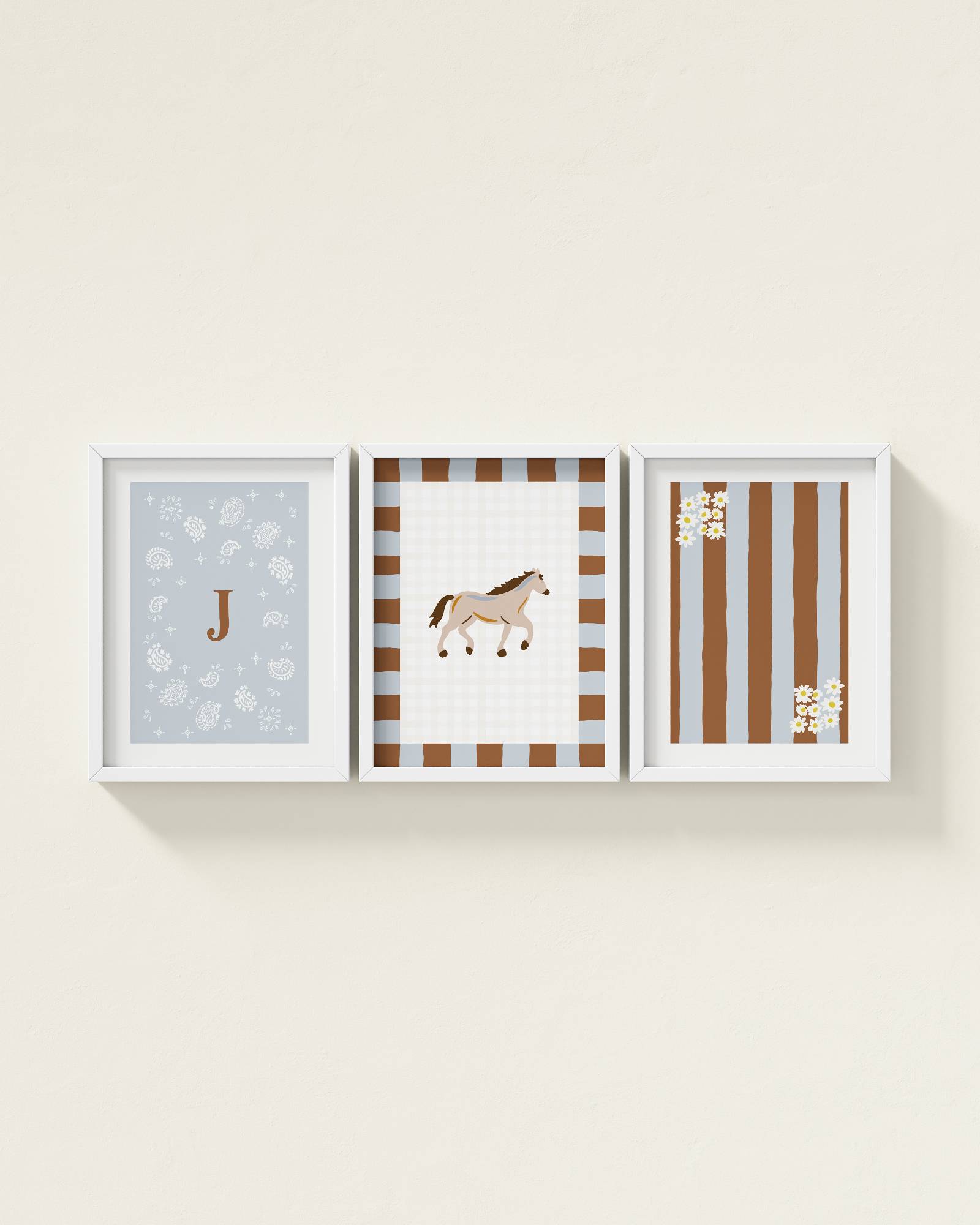 Palomino Horse Personalized Wall Art Set in Dawn
