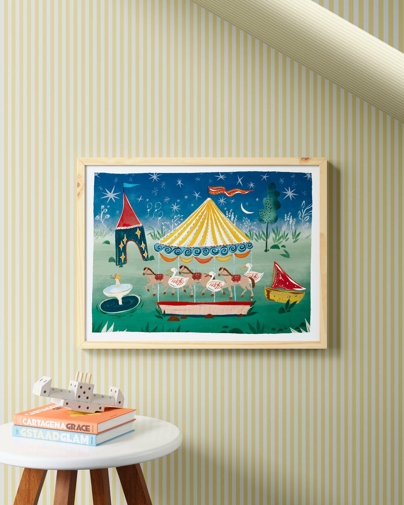 Carousel at Night Framed Wall Art