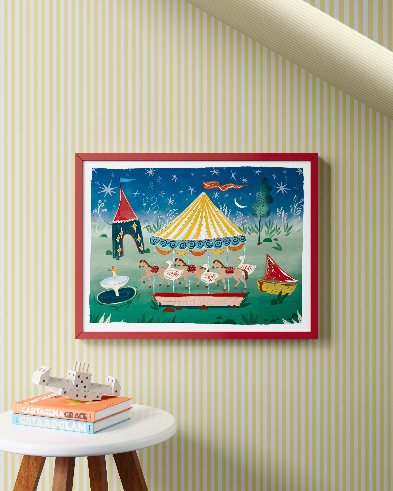 Carousel at Night Framed Wall Art