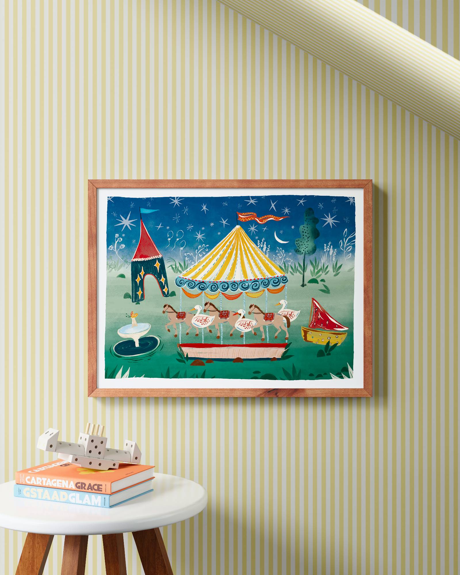 Carousel at Night Framed Wall Art