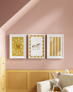 Palomino Horse Personalized Wall Art Set in Mustard