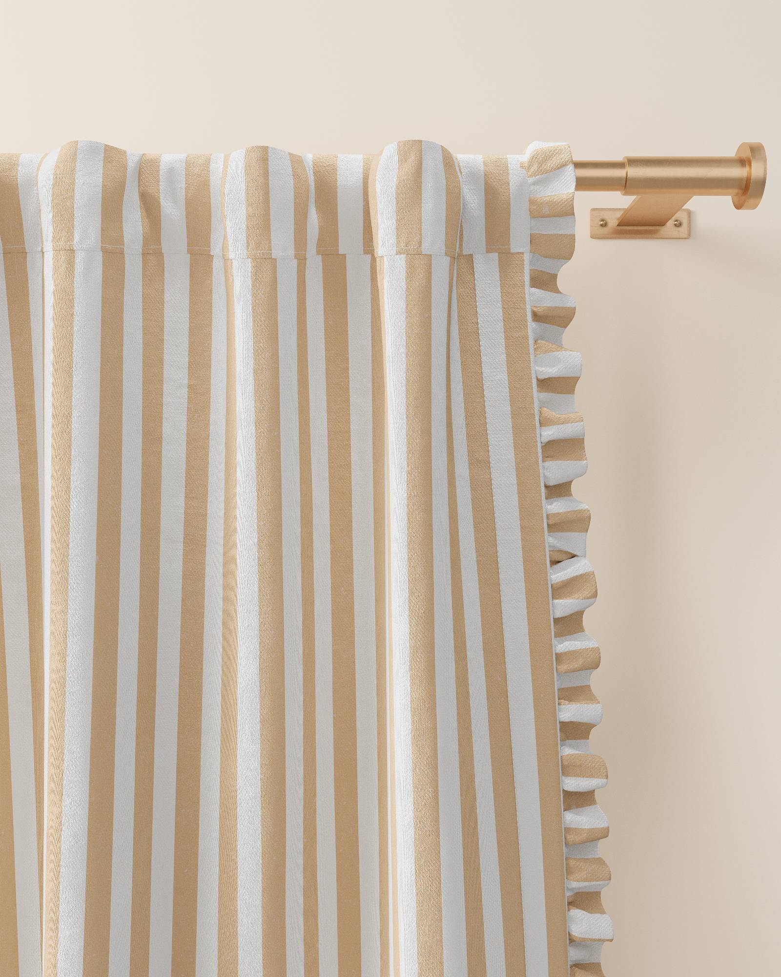 Striped Ruffle Blackout Curtain