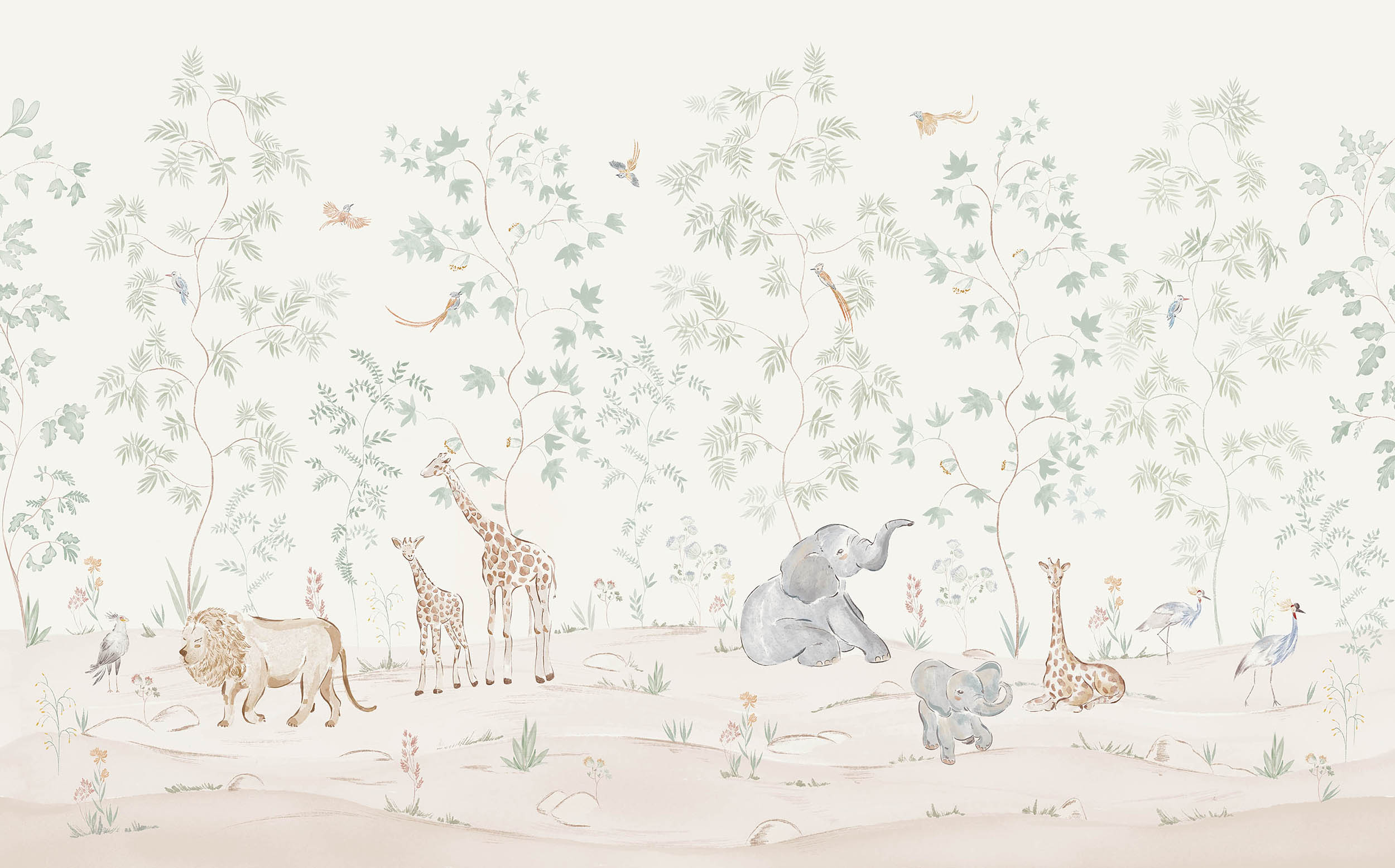 Safari Friends Wall Mural Sample
