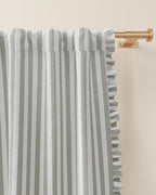 Striped Ruffle Blackout Curtain