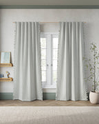 Striped Ruffle Blackout Curtain