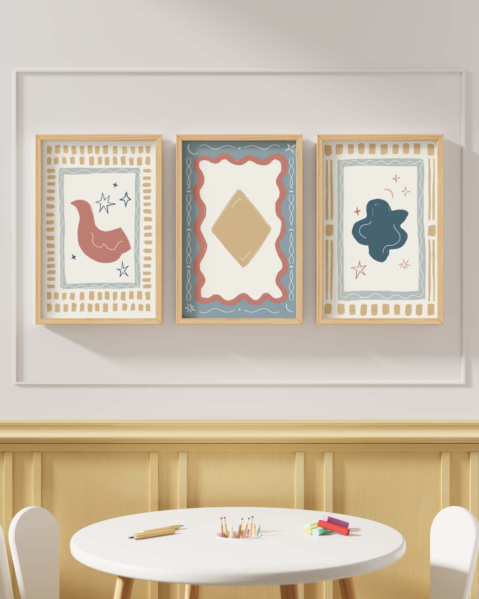 Artist's Apartment Framed Wall Art Set in Bluebell