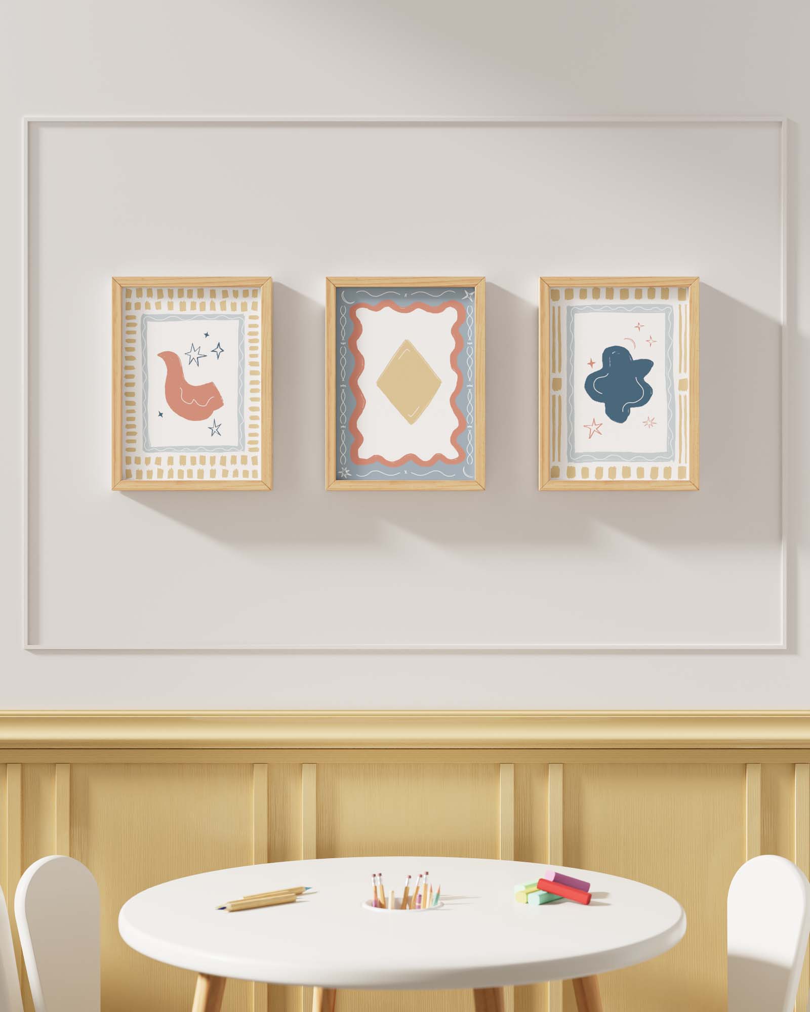 Artist's Apartment Framed Wall Art Set in Bluebell