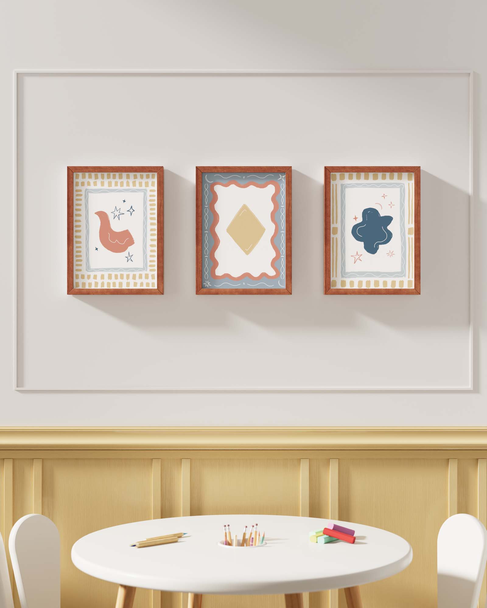 Artist's Apartment Framed Wall Art Set in Bluebell