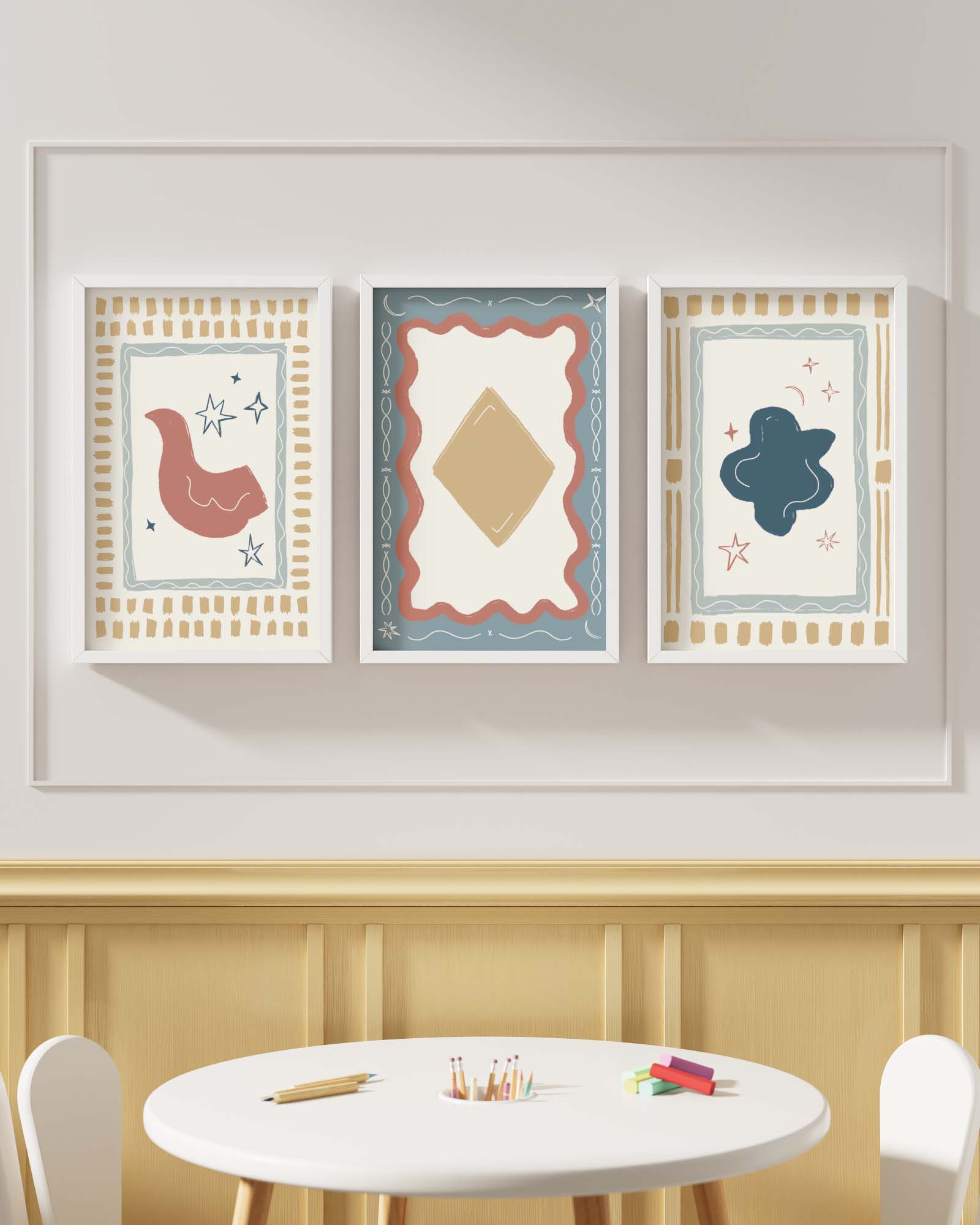 Artist's Apartment Framed Wall Art Set in Bluebell