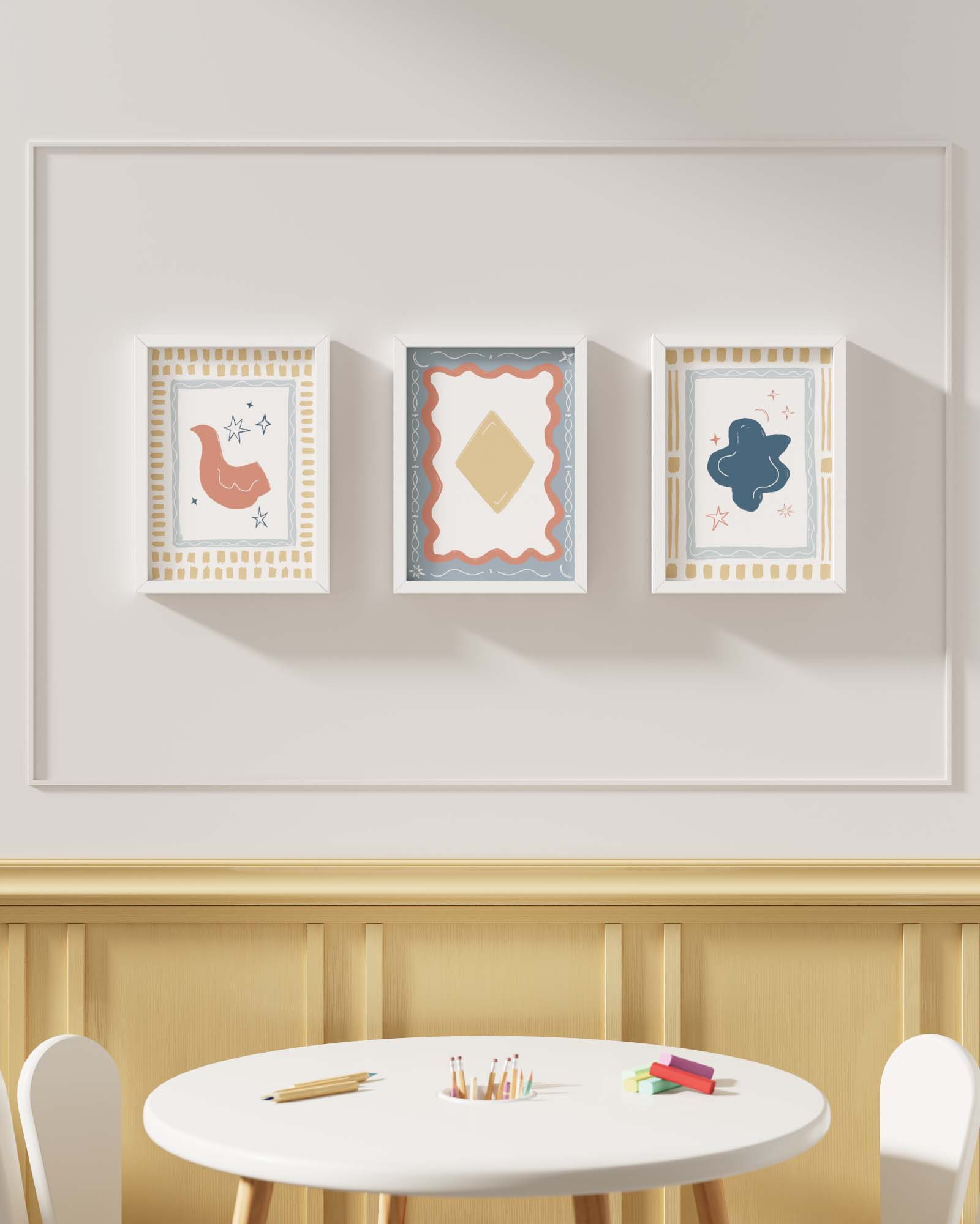 Artist's Apartment Framed Wall Art Set in Bluebell