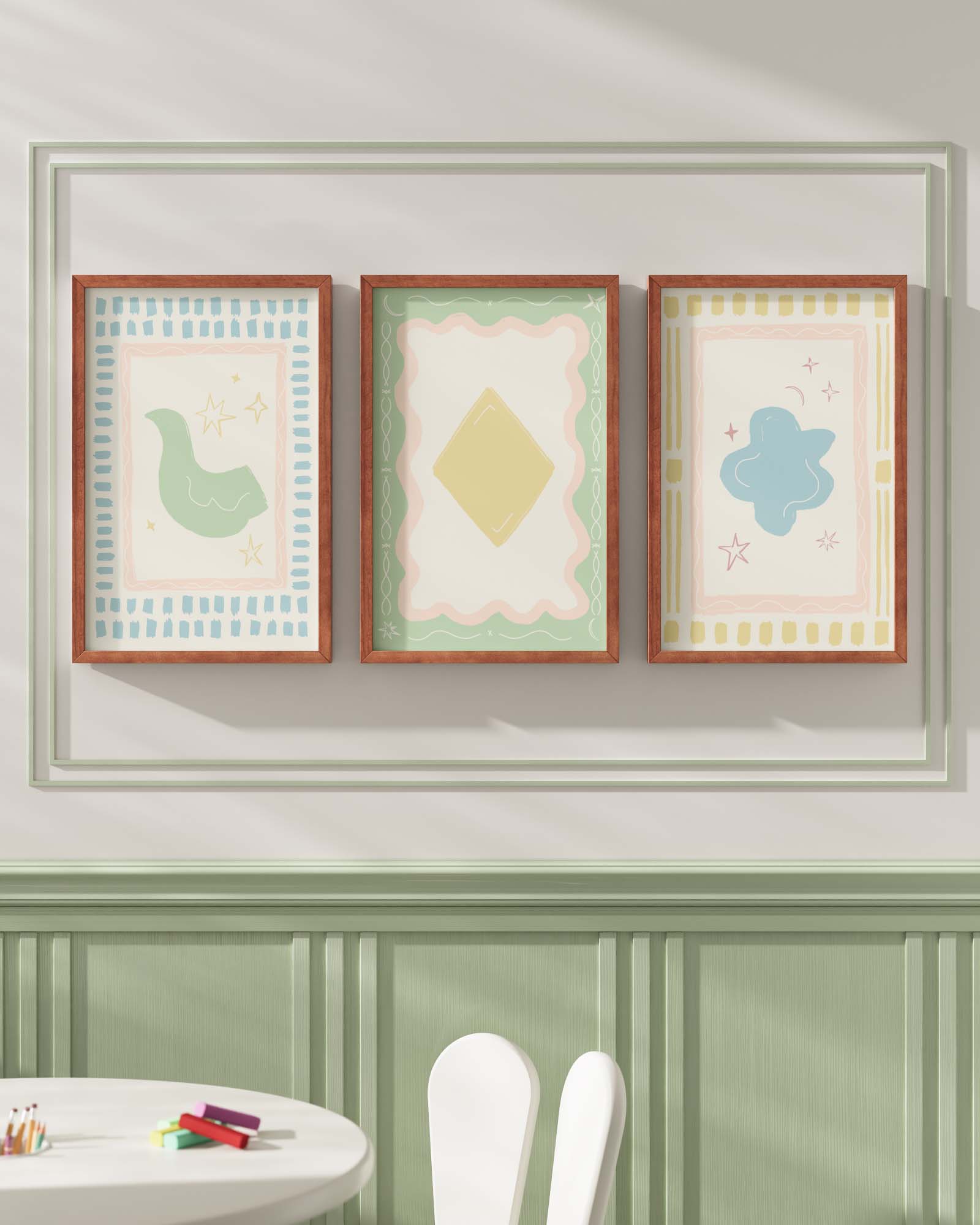 Artist's Apartment Framed Wall Art Set in Mint