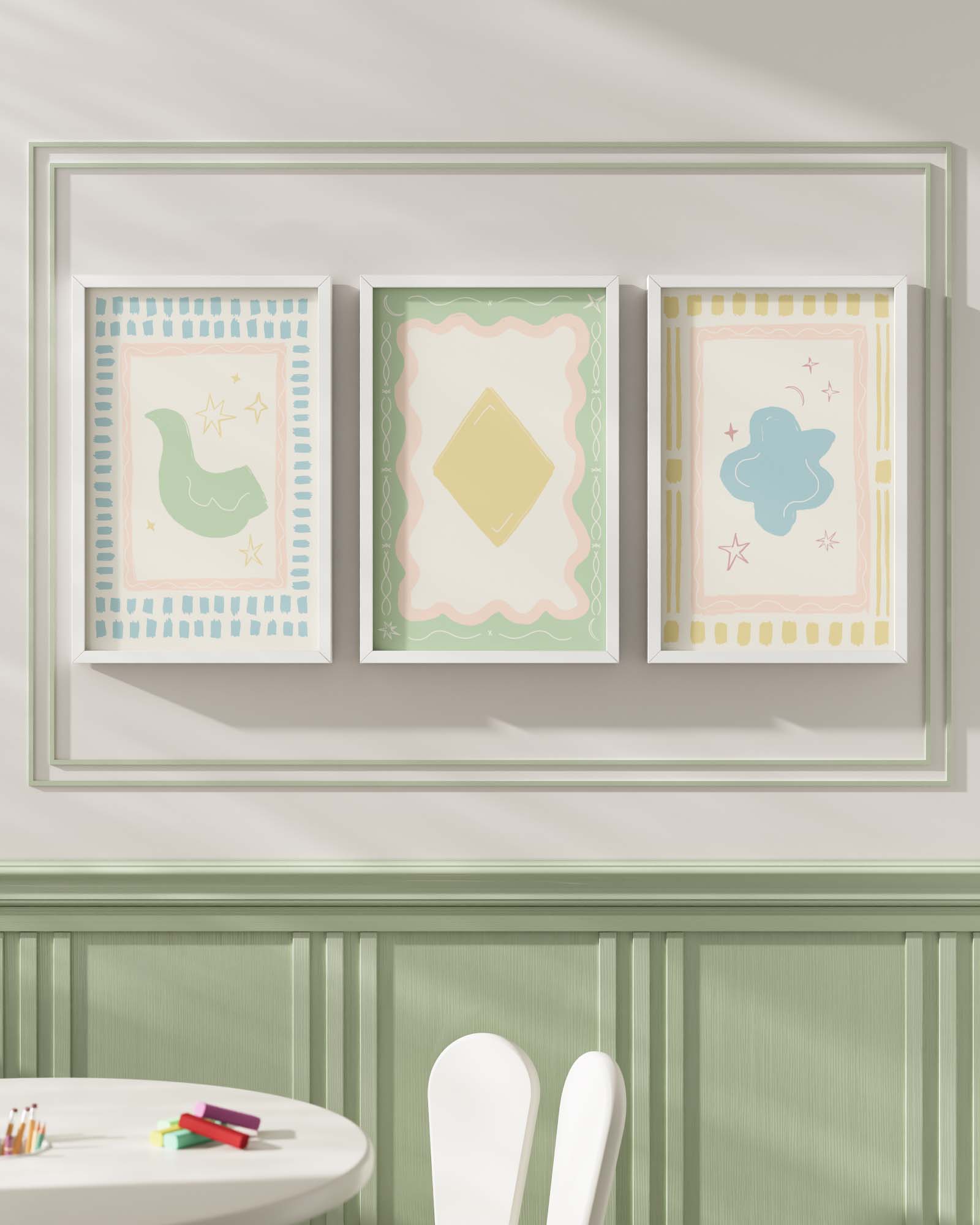 Artist's Apartment Framed Wall Art Set in Mint