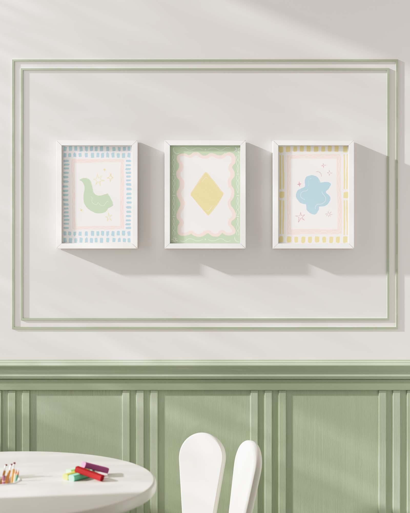Artist's Apartment Framed Wall Art Set in Mint