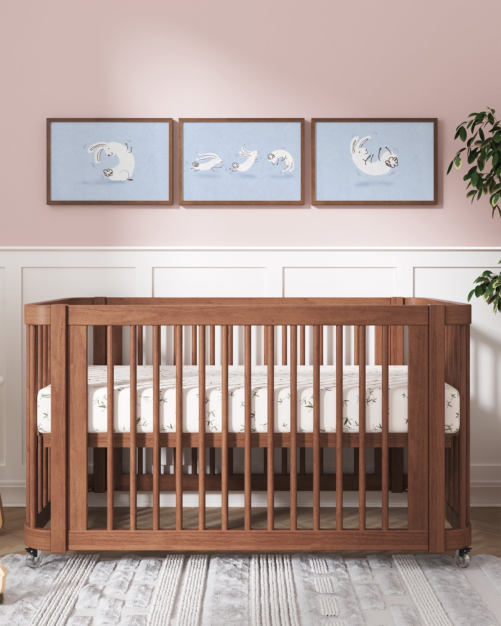 Bouncing Bunny Framed Wall Art Set in Blue