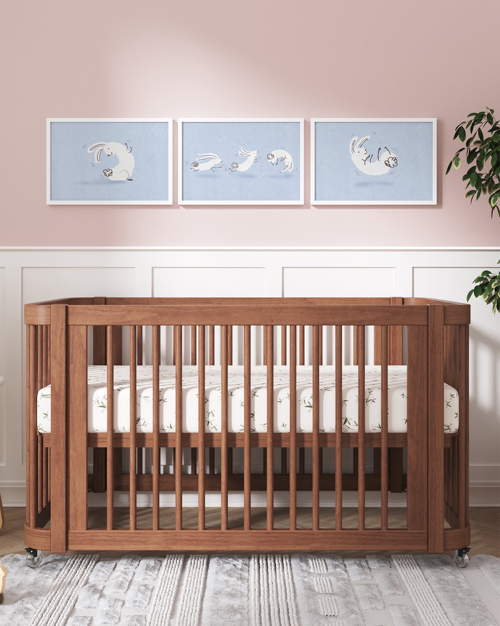 Bouncing Bunny Framed Wall Art Set in Blue