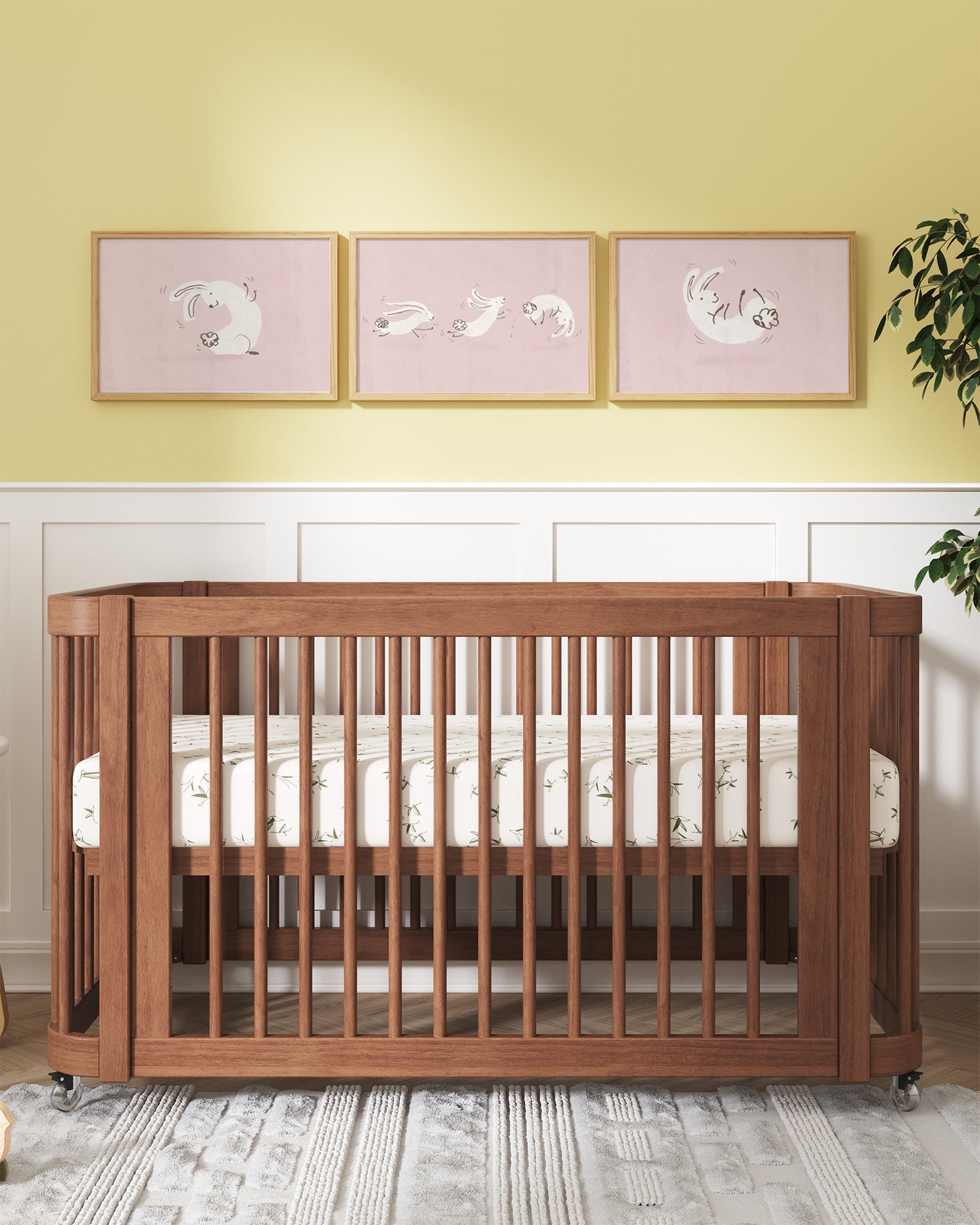 Bouncing Bunny Framed Wall Art Set in Rose