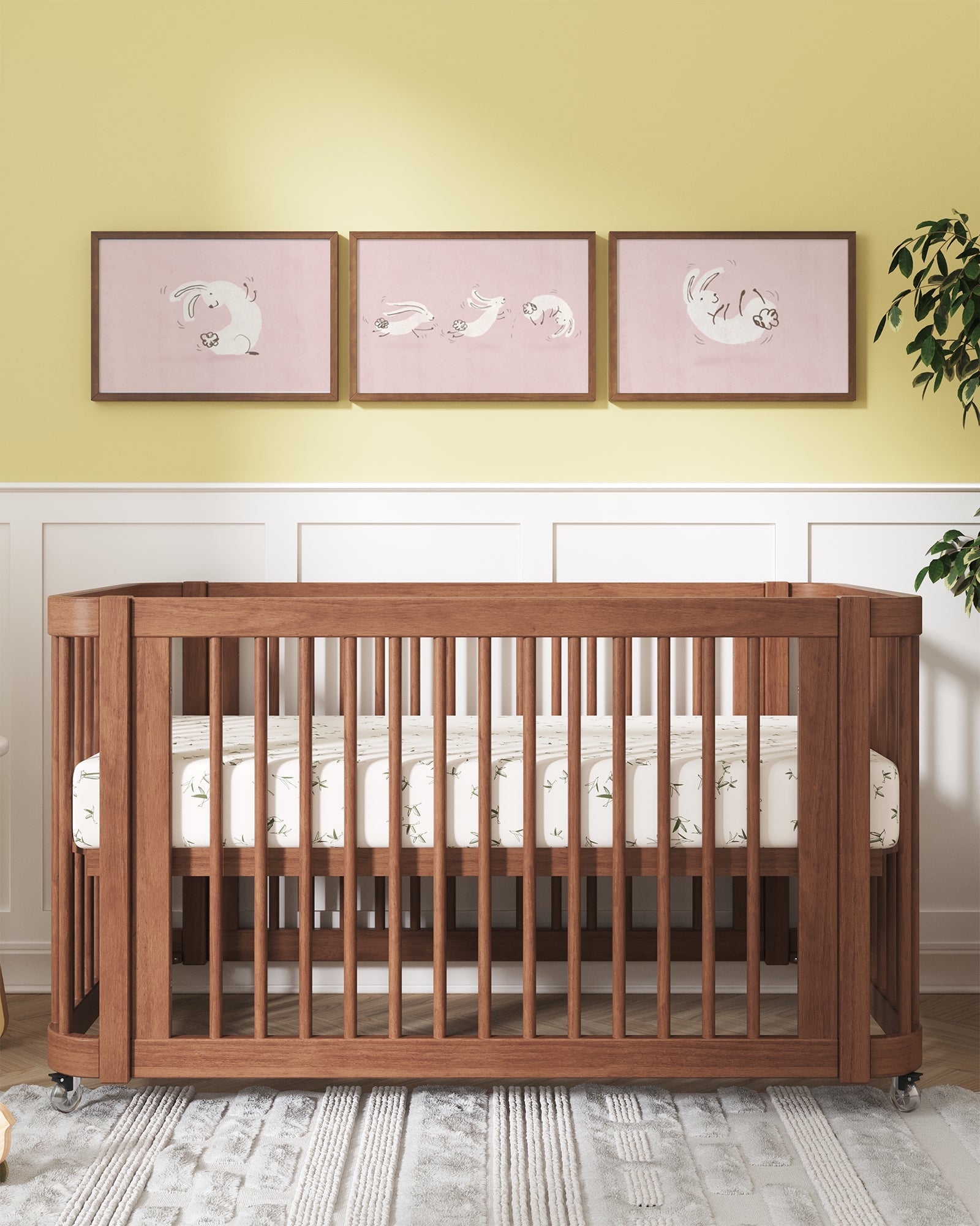 Bouncing Bunny Framed Wall Art Set in Rose