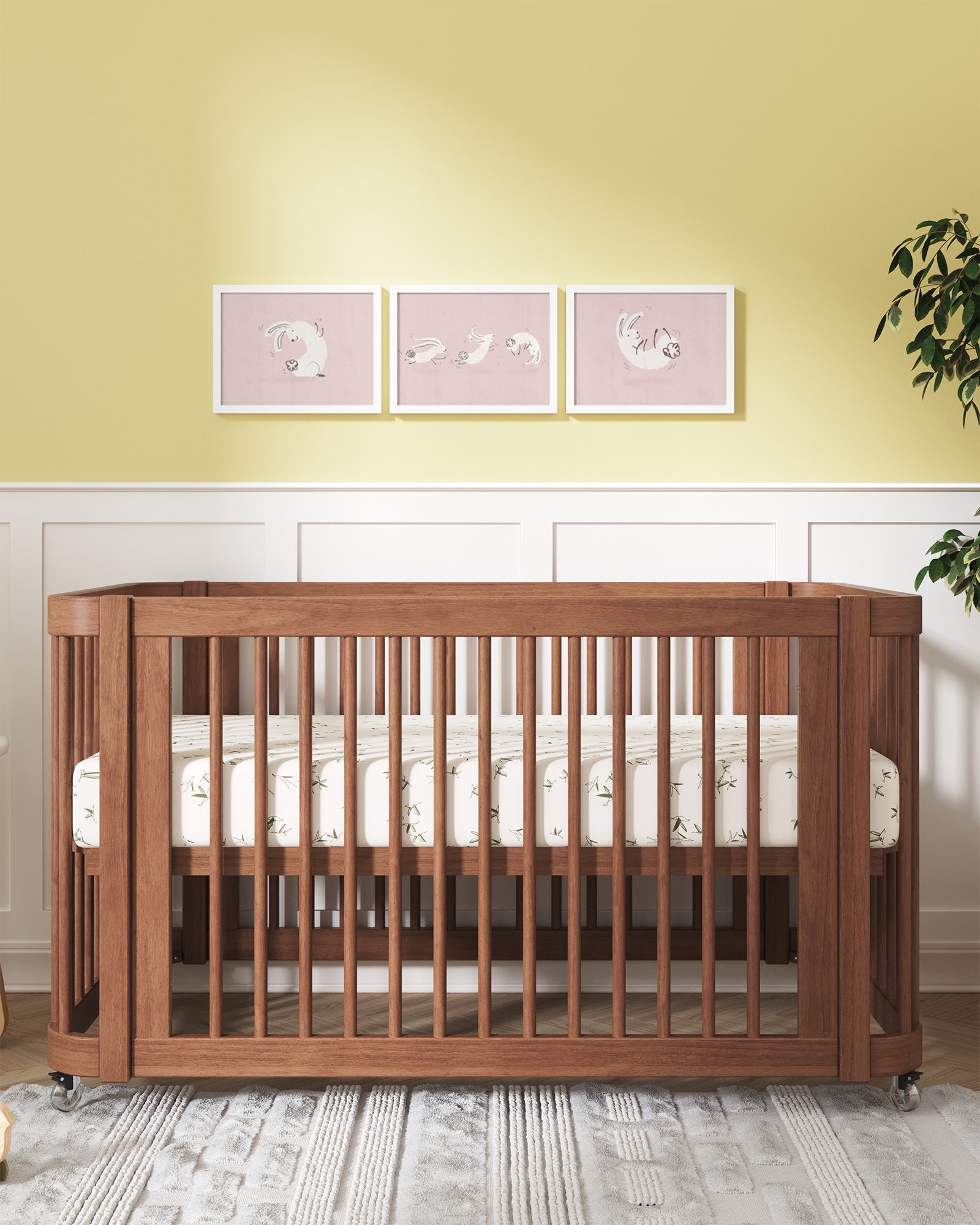 Bouncing Bunny Framed Wall Art Set in Rose