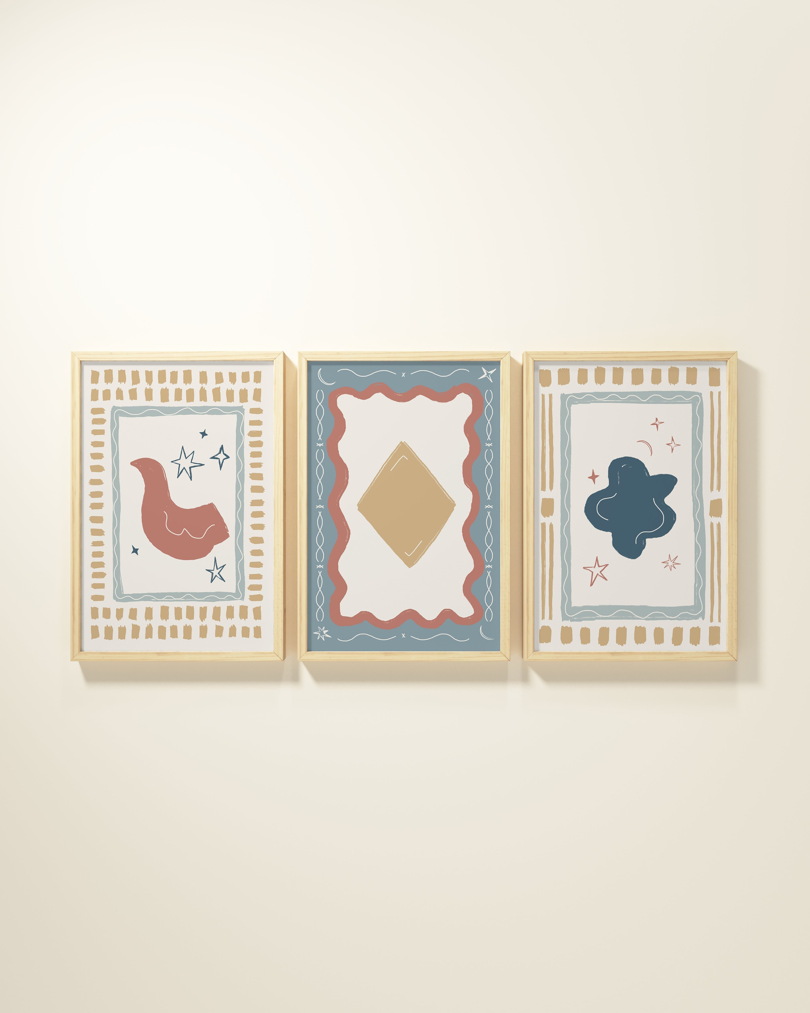 Artist's Apartment Framed Wall Art Set in Bluebell